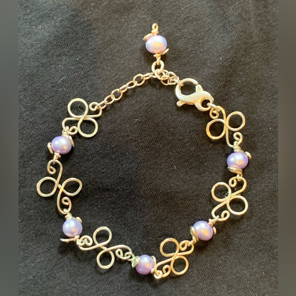 Sterling Silver and Pearl bracelet twisted with no soldering. Handmade in HI